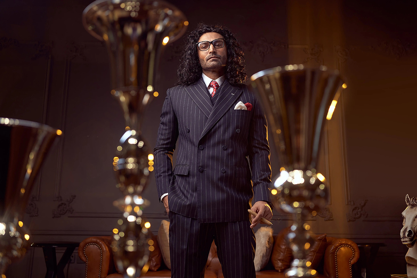 Charcoal Pinstripe Italian Wool Double-Breasted Suit (2-Piece) - Image 3