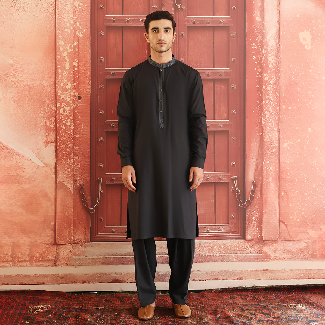 Dark Shadow Embroidered Poly Viscose Shalwar Kameez (2-Piece) - Image 1