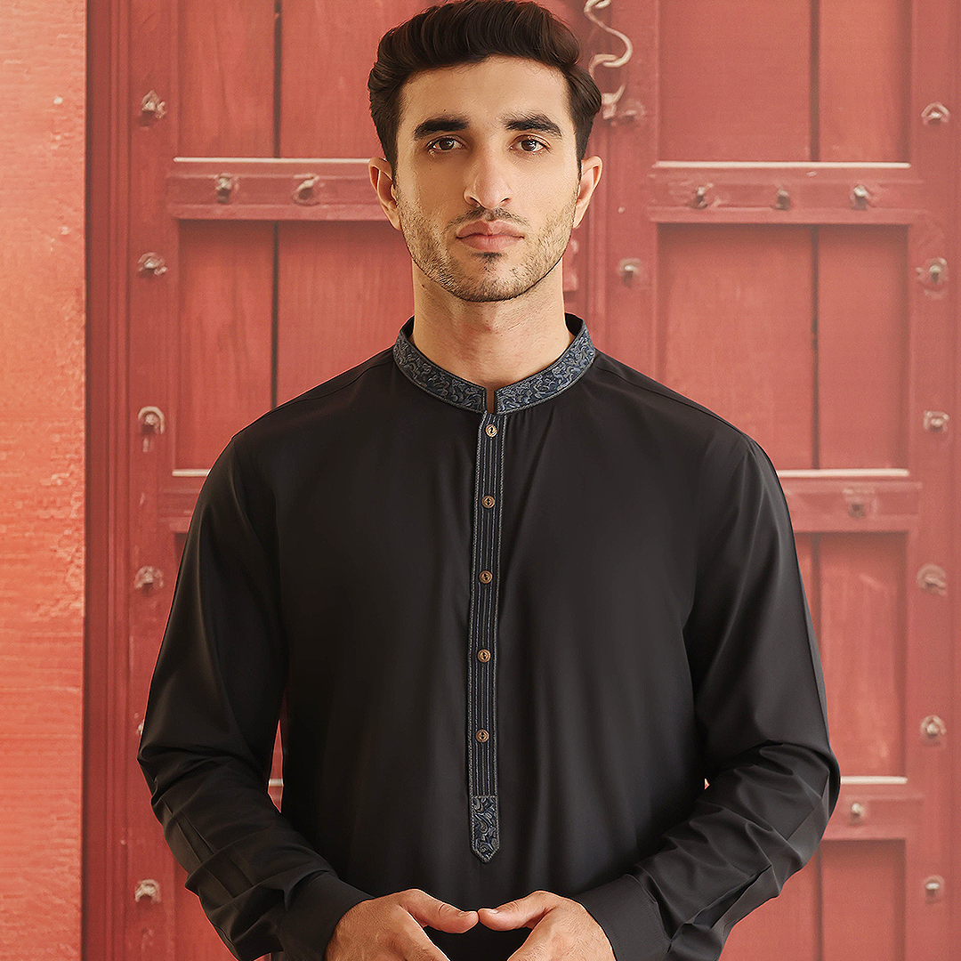 Dark Shadow Embroidered Poly Viscose Shalwar Kameez (2-Piece) - Image 2