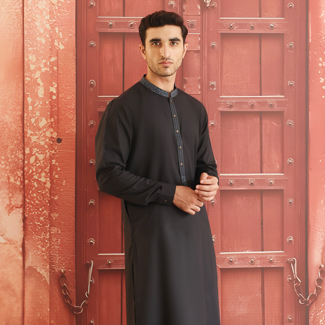 Dark Shadow Embroidered Poly Viscose Shalwar Kameez (2-Piece) - Image 4