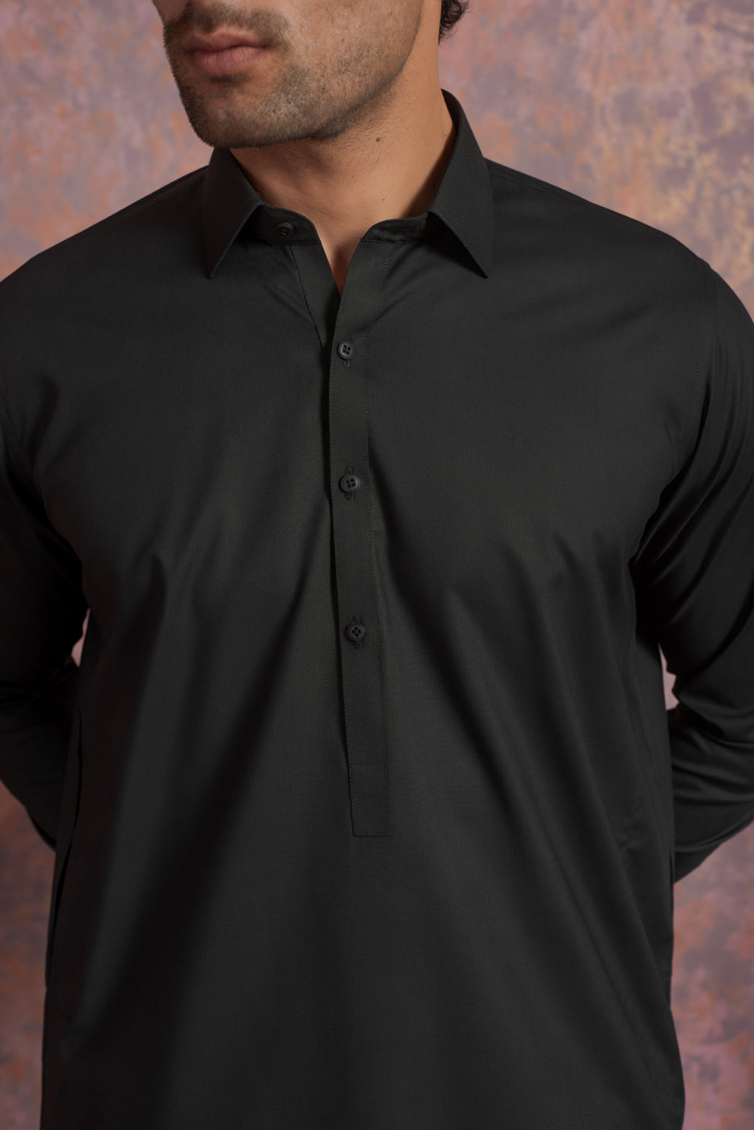 Charcoal Wash and Wear Shalwar Kameez (2-Piece) - Image 2