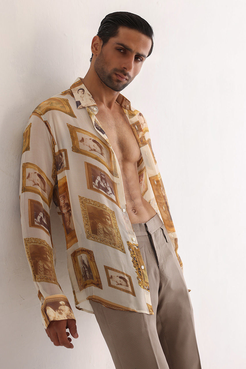 Charcoal Embroidered Silk Prince Coat (3-Piece) - Image 2