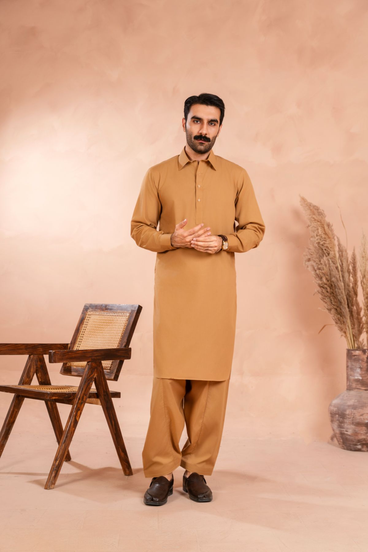 Copper Dust Poly-Viscose Shalwar Kameez (2-Piece) - Image 1