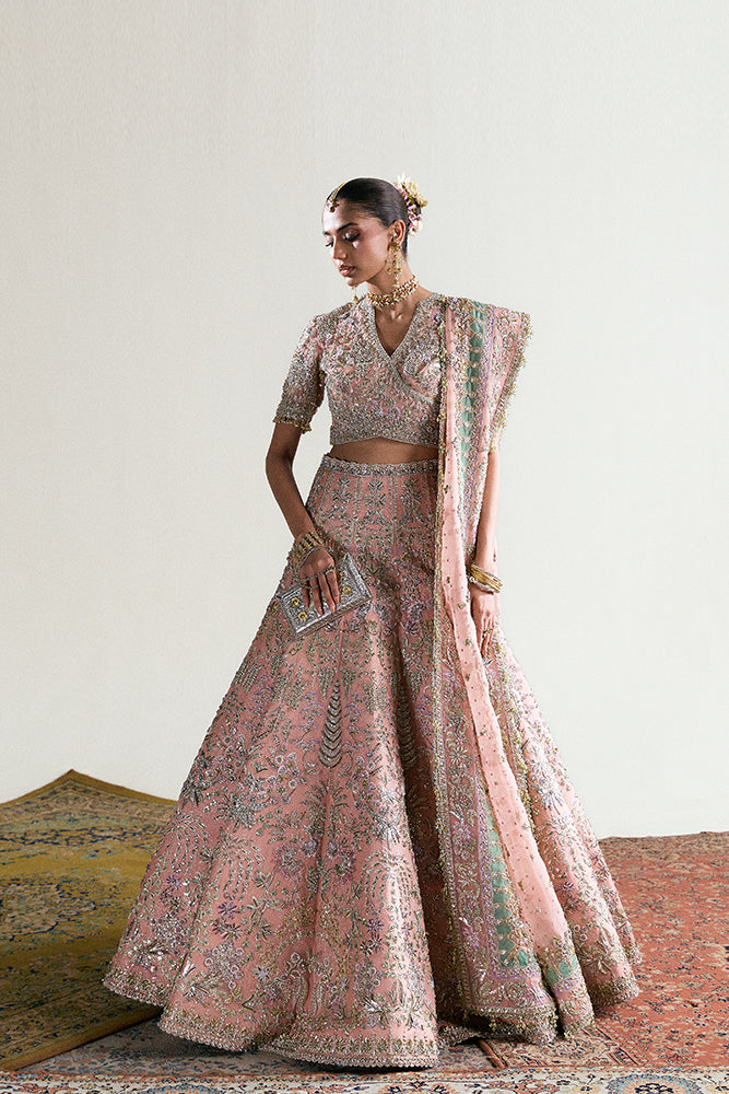 Pakistani Coral Adda Gotta Organza Bridal Lehenga Set (3-Piece) - Image 2
