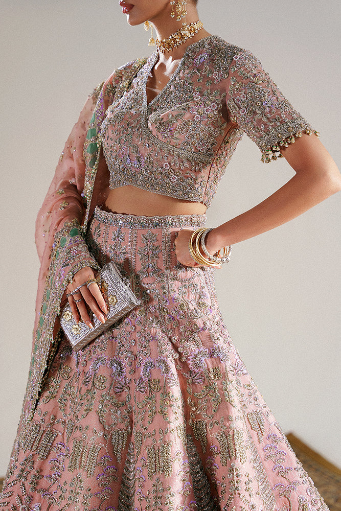 Pakistani Coral Adda Gotta Organza Bridal Lehenga Set (3-Piece) - Image 5