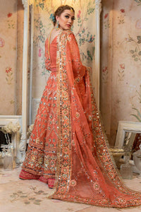 Coral Peach Mirror Work Organza Bridal Lehenga (3-Piece) - Image 3