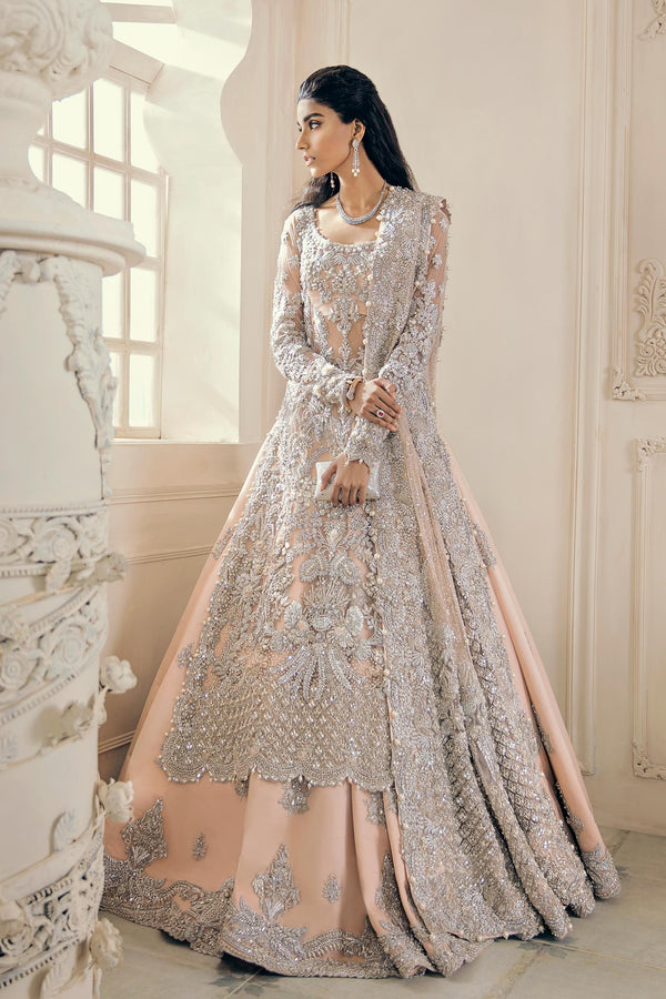Pakistani Pétillant Coral Zardozi Net Bridal Sharara (3-Piece) - Image 2