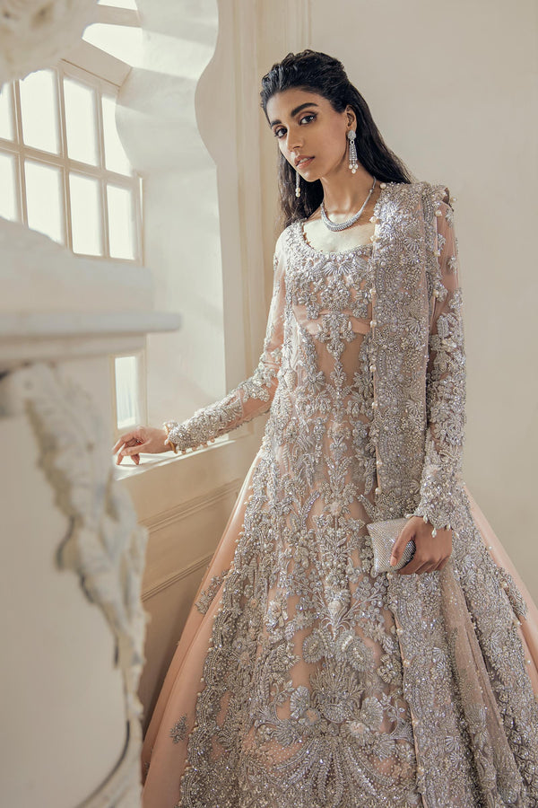 Pakistani Pétillant Coral Zardozi Net Bridal Sharara (3-Piece) - Image 3