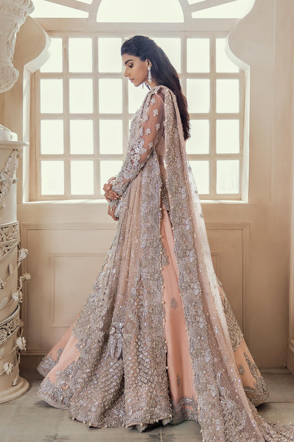 Pakistani Pétillant Coral Zardozi Net Bridal Sharara (3-Piece) - Image 4