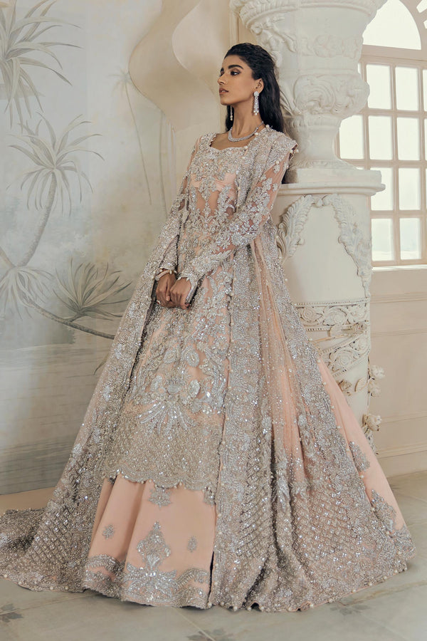 Pakistani Pétillant Coral Zardozi Net Bridal Sharara (3-Piece) - Image 6