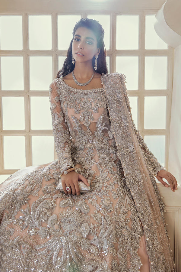 Pakistani Pétillant Coral Zardozi Net Bridal Sharara (3-Piece) - Image 7