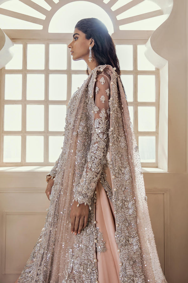 Pakistani Pétillant Coral Zardozi Net Bridal Sharara (3-Piece) - Image 8