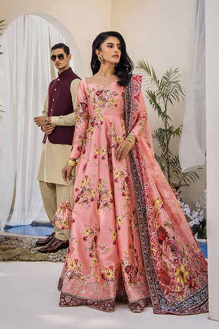 Coral Peach Embellished Digital Print Pishwas (3-Piece) - Image 15