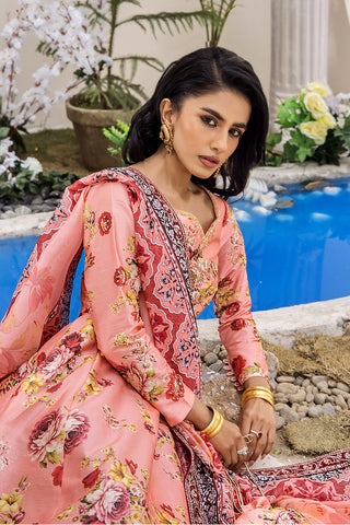 Coral Peach Embellished Digital Print Pishwas (3-Piece) - Image 16