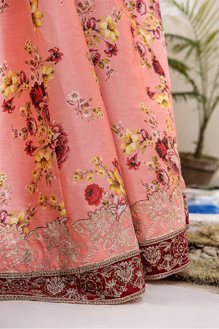 Coral Peach Embellished Digital Print Pishwas (3-Piece) - Image 6