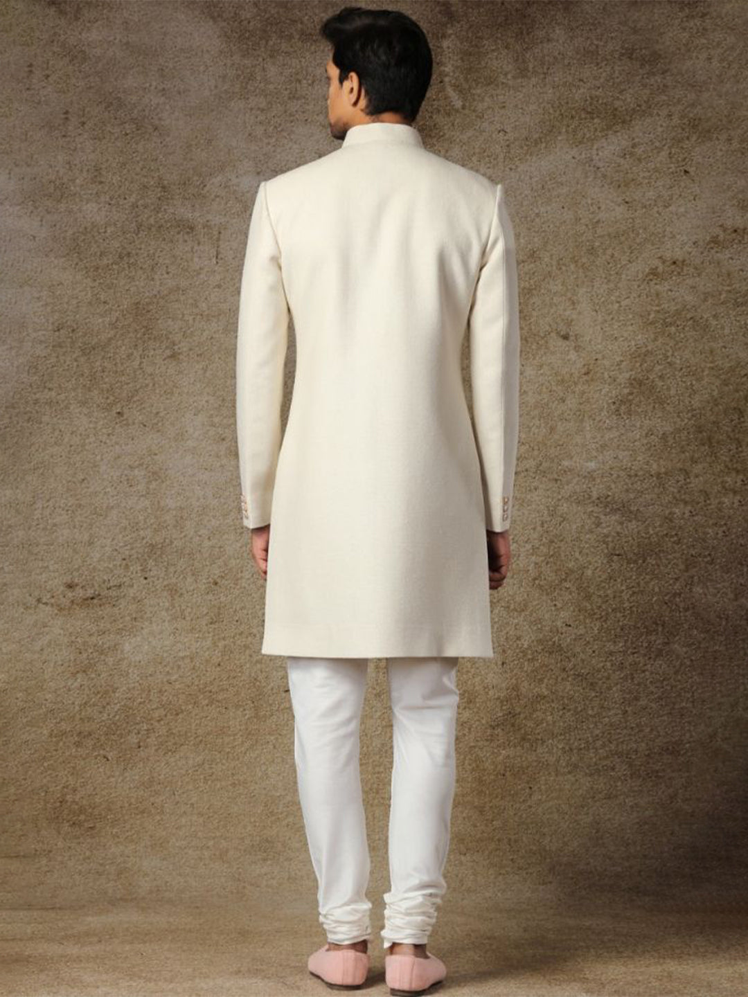 Cream Zardozi Matka Silk Achkan (2-Piece) - Image 5