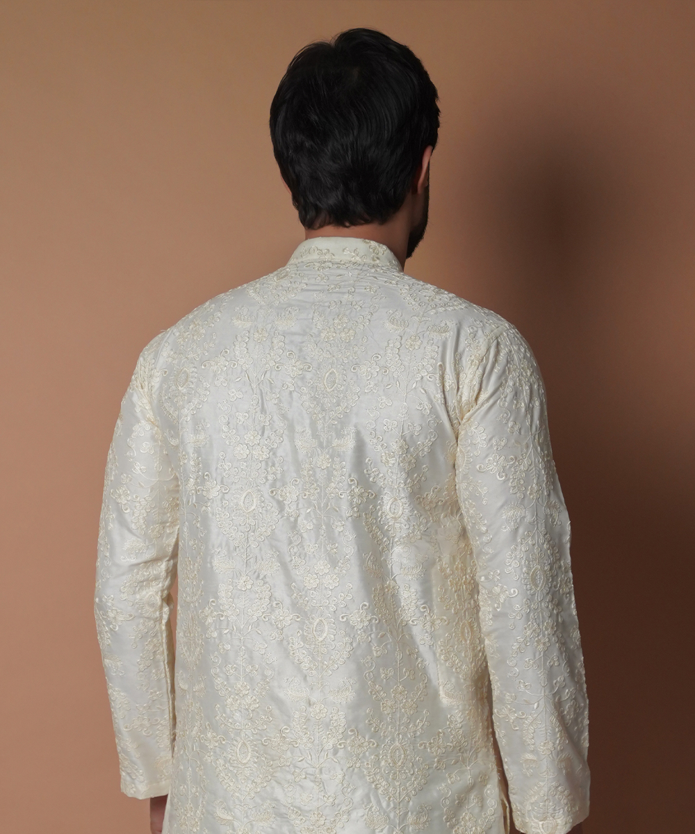 Cream Chikankari Cotton Kurta & Pyjama (2-Piece) - Image 6
