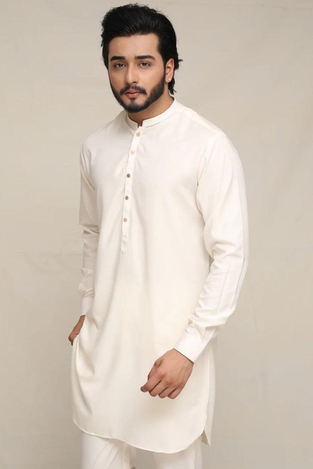 Cream Boski Kurta Pajama Set (2-Piece) - Image 3