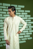 Cream Embroidered Blended Kurta Pajama (2-Piece) - Image 4