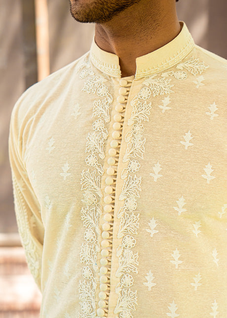 Cream Block Print Karandi Kurta (2-Piece) - Image 2