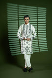 Cream Embroidered Wash-and-Wear Kurta Pajama (2-Piece) - Image 2