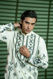 Cream Embroidered Wash-and-Wear Kurta Pajama (2-Piece) - Image 3