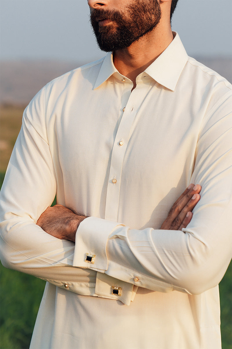 Cream Boski Embroidered Shalwar Kameez (2-Piece) - Image 3