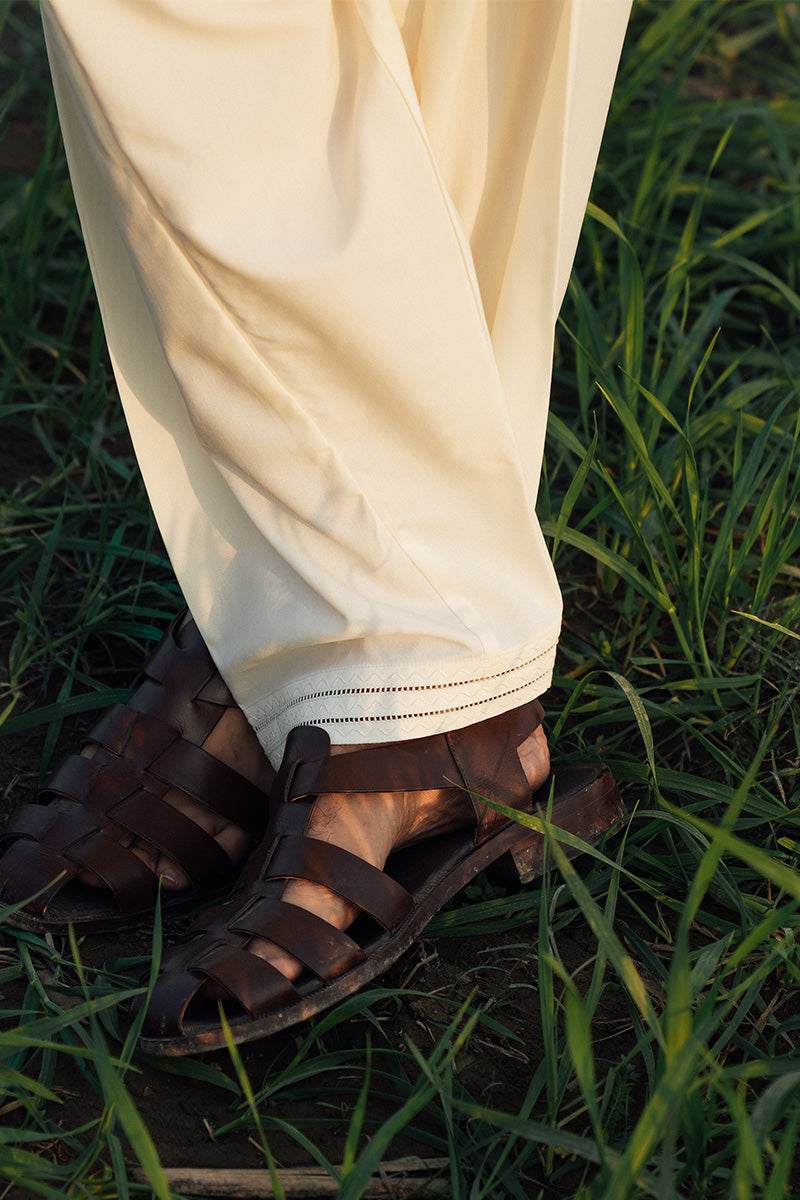 Cream Boski Embroidered Shalwar Kameez (2-Piece) - Image 4