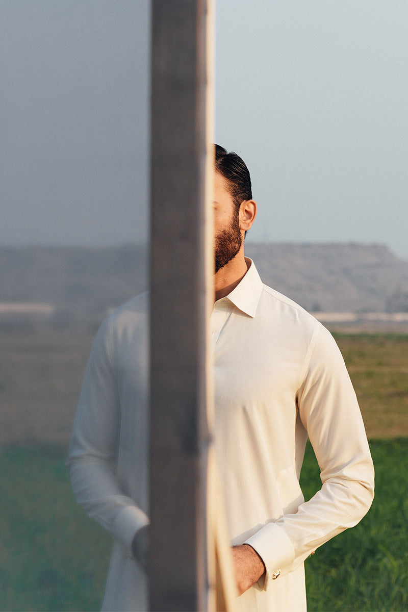 Cream Boski Embroidered Shalwar Kameez (2-Piece) - Image 6