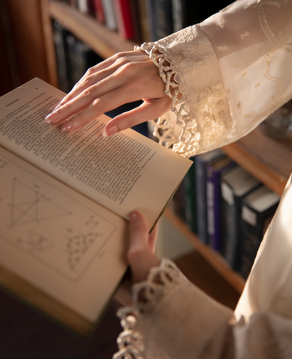 Pakistani Cream Embroidered Georgette Chiffon Kurta Set (3-Piece) - Image 6