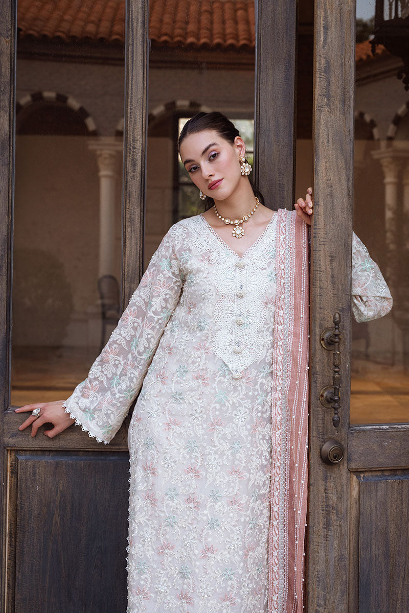 Cream Chikankari Cotton Net Salwar Kameez (3-Piece) - Image 10