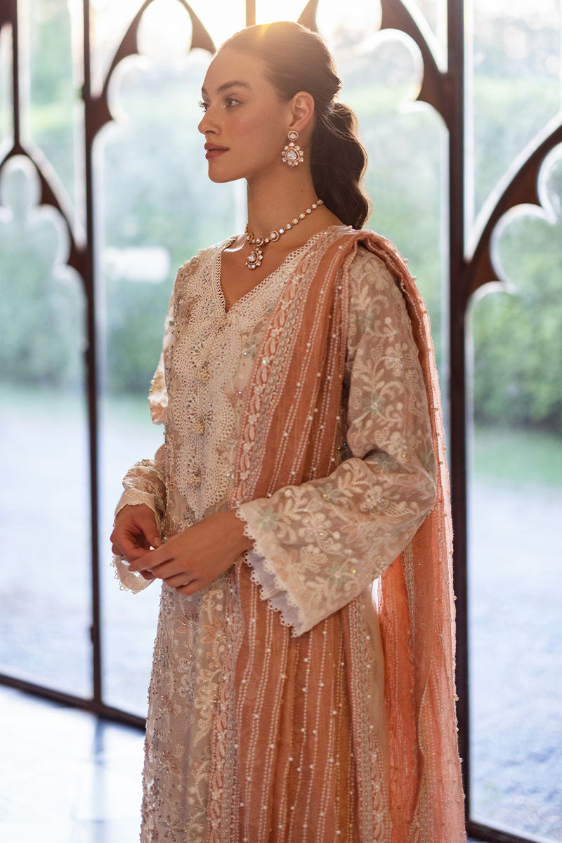 Cream Chikankari Cotton Net Salwar Kameez (3-Piece) - Image 11