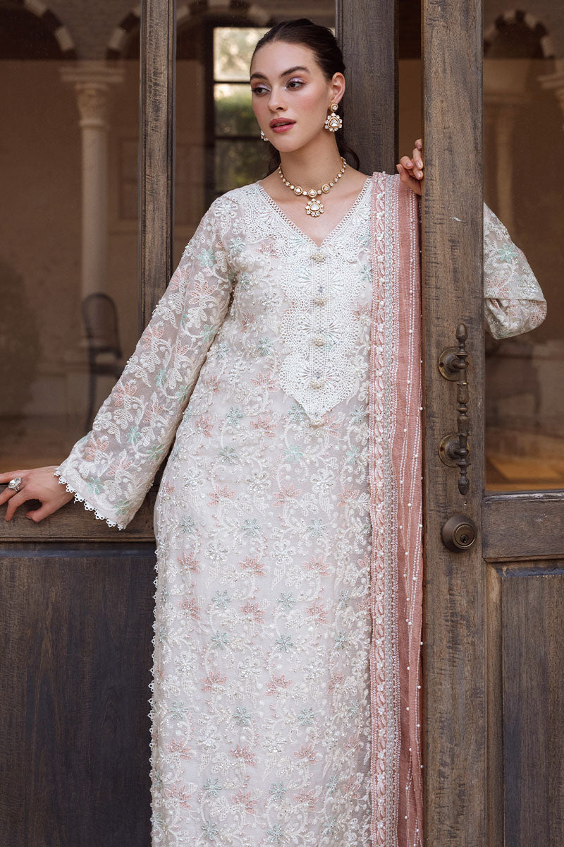 Cream Chikankari Cotton Net Salwar Kameez (3-Piece) - Image 12