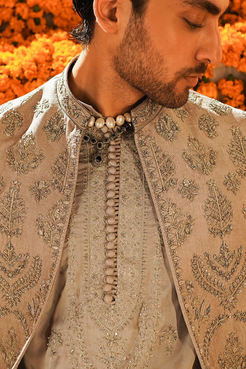 Cream White Embroidered Silk-Blend Waistcoat Kurta (3-Piece) - Image 2