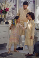 Buttercream Self-Embroidered Cotton Kurta (2-Piece) - Image 4