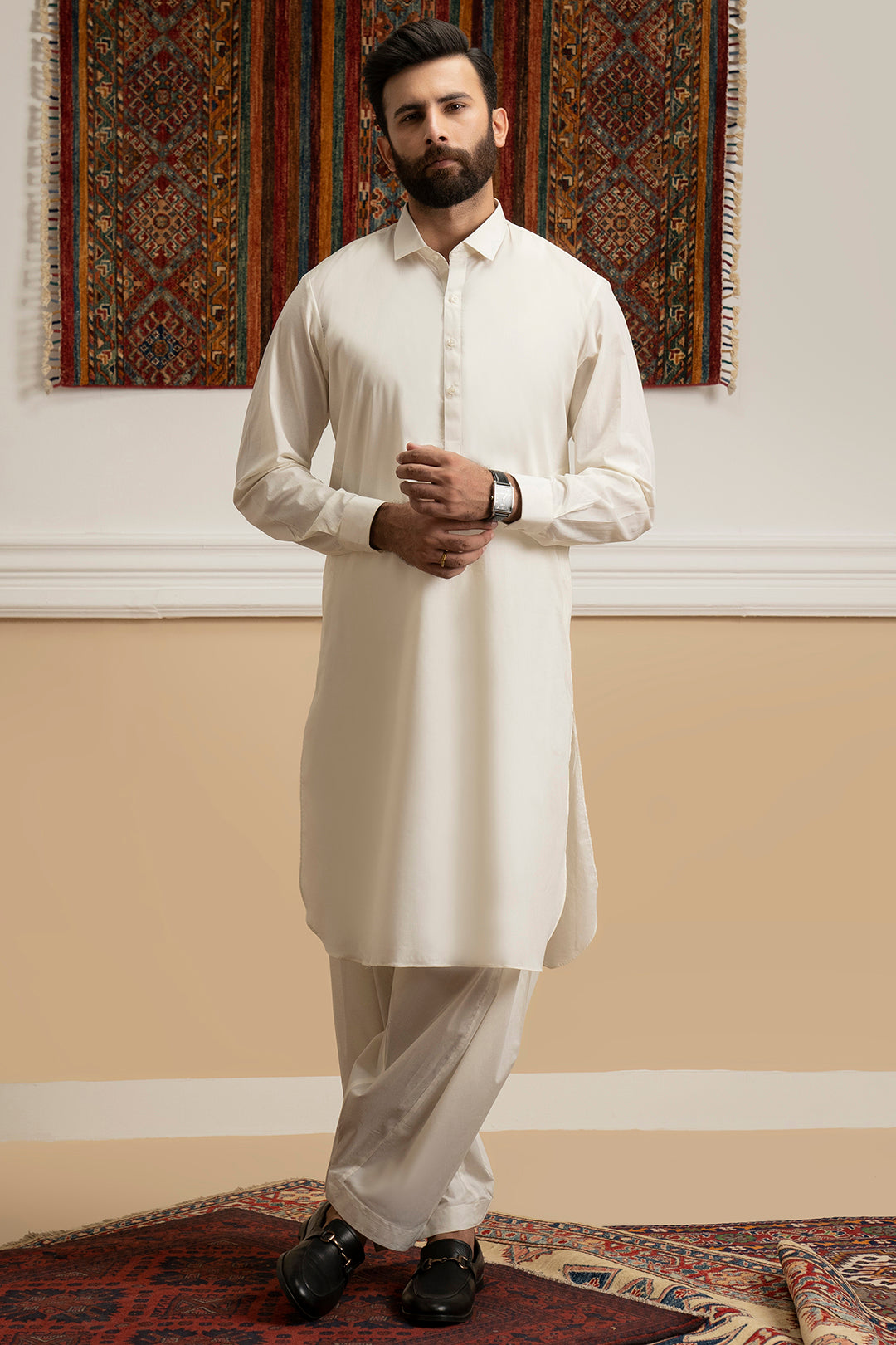 Cream Cotton Shalwar Kameez (2-Piece) - Image 2