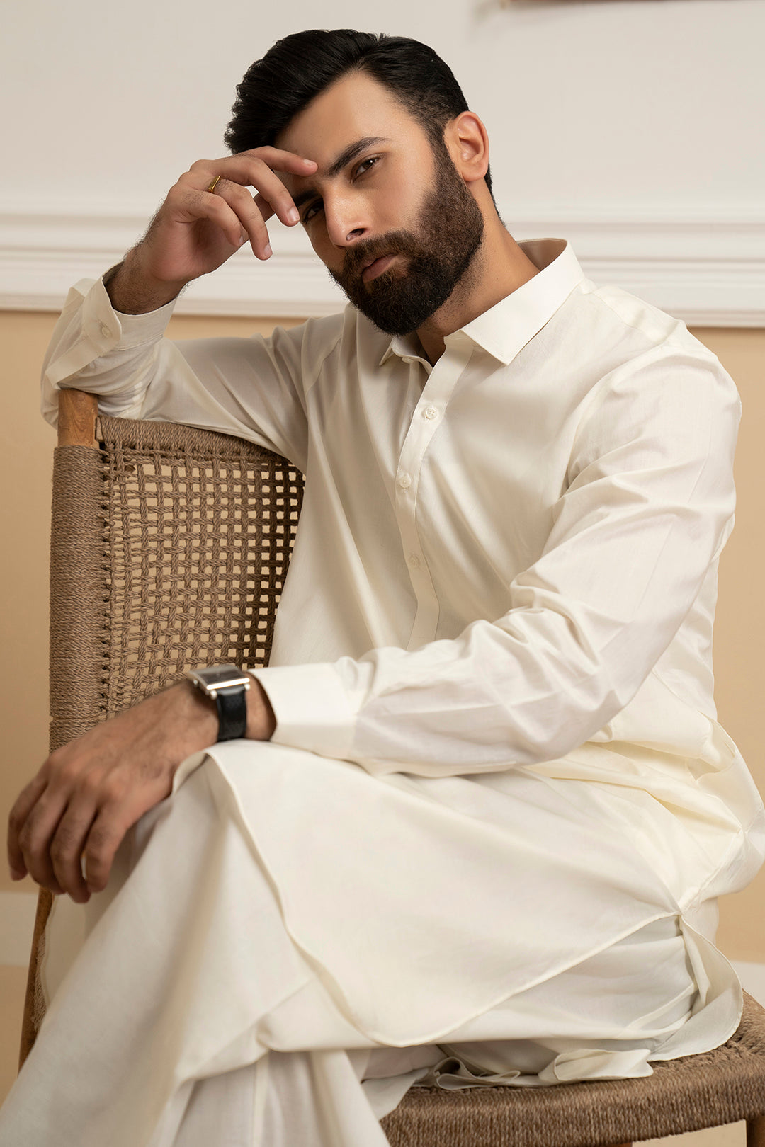 Cream Cotton Shalwar Kameez (2-Piece) - Image 3