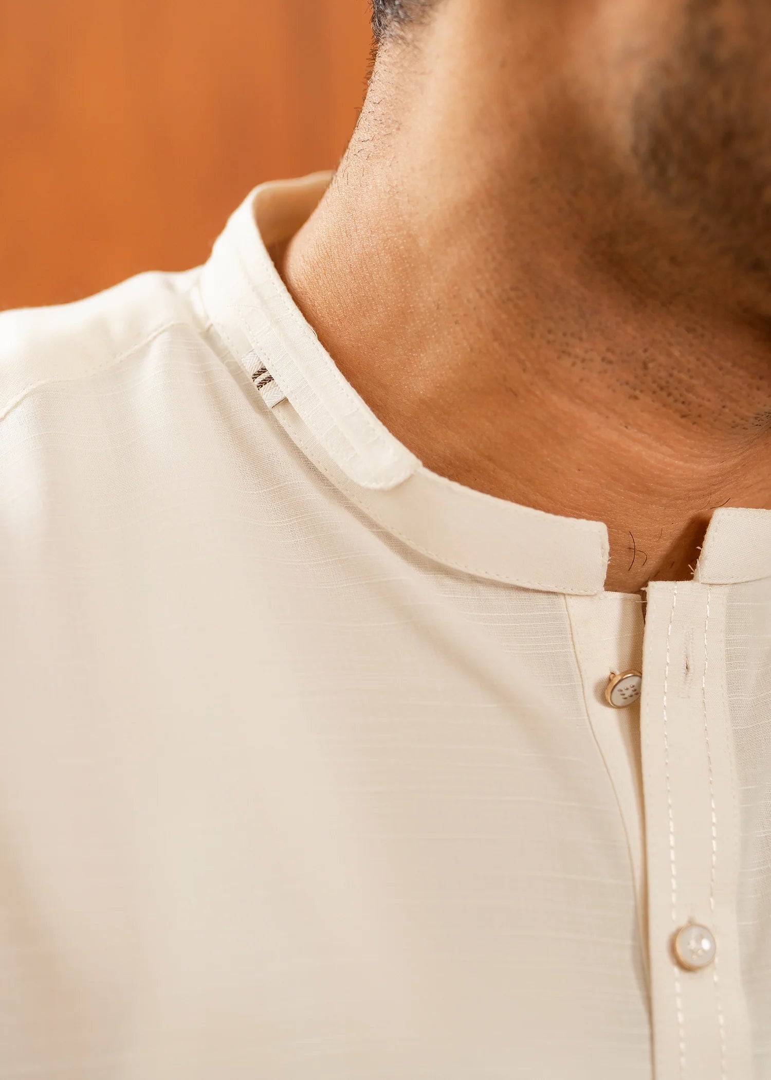 Cream Wash & Wear Shalwar Kameez (2-Piece) - Image 4