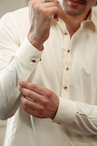 Cream Wash & Wear Shalwar Kameez (2-Piece) - Image 5