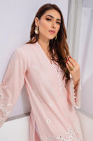 Pakistani Strawberry Cream Hand-Embroidered Cotton Salwar Kameez (3-Piece) - Image 5