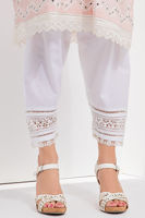 Pakistani Strawberry Cream Hand-Embroidered Cotton Salwar Kameez (3-Piece) - Image 6