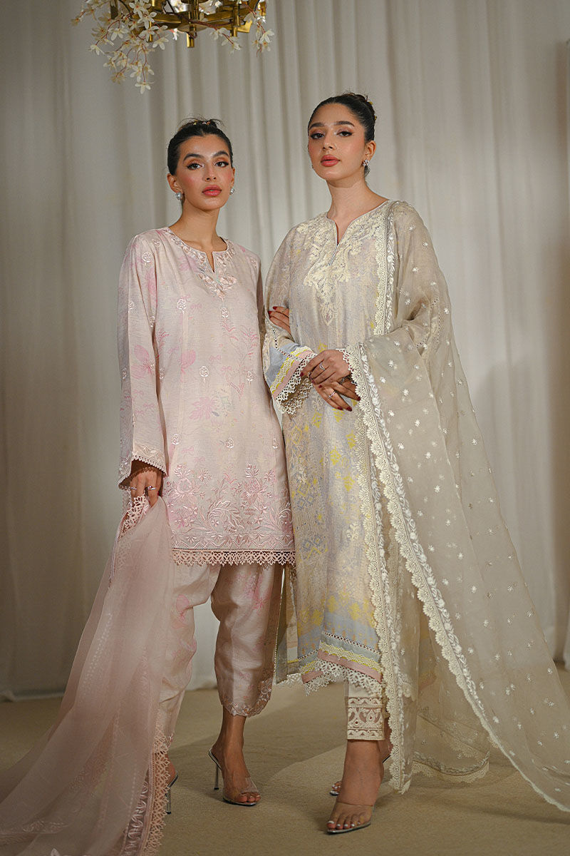 Pakistani Cream Aari Embroidered Khaddi Silk Salwar Kameez (3-Piece) - Image 7