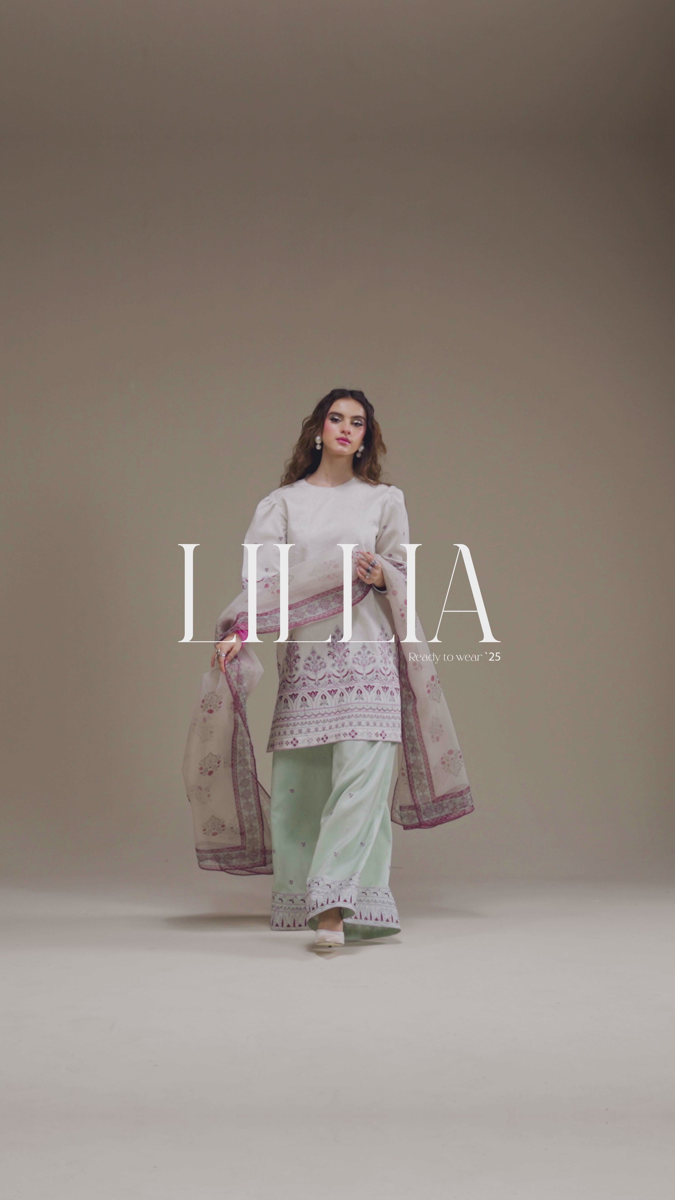 Cream Embroidered Korean Silk Salwar Kameez (3-Piece) - Image 14