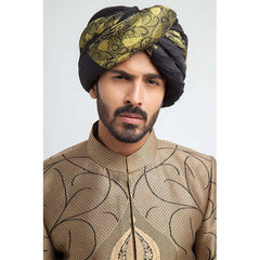 Antique Gold and Black Brocade Sherwani (3-Piece) - Image 6