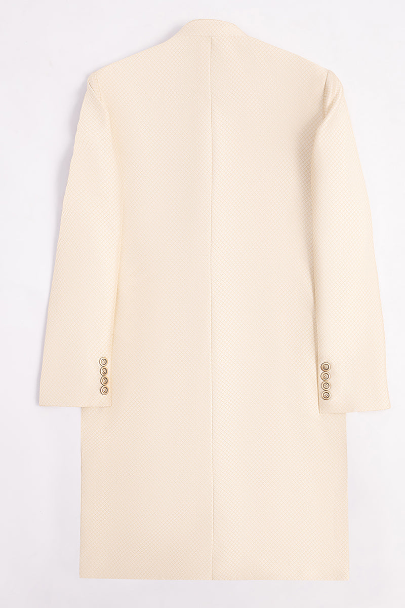 Champagne Gold Jacquard Sherwani (3-Piece) - Image 7