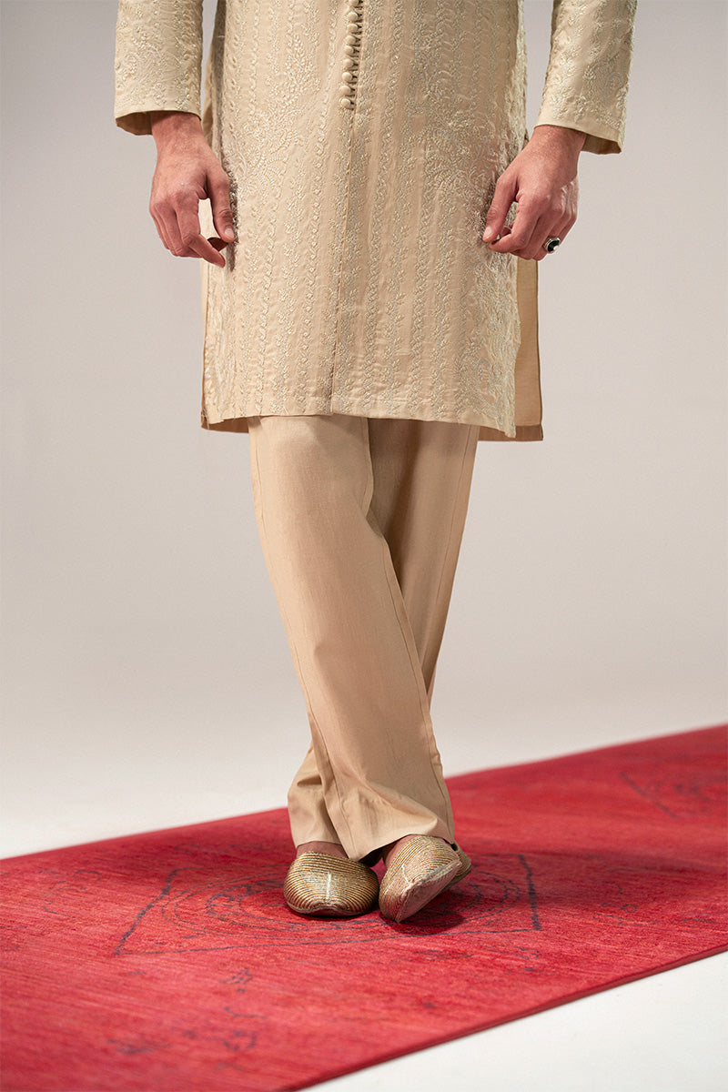 Gold Embroidered Silk-Blend Sherwani Kurta Set (2-Piece) - Image 11