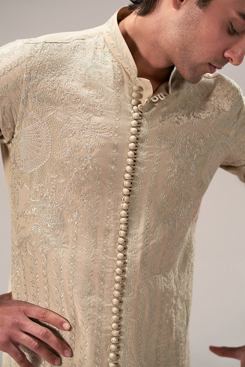 Gold Embroidered Silk-Blend Sherwani Kurta Set (2-Piece) - Image 5
