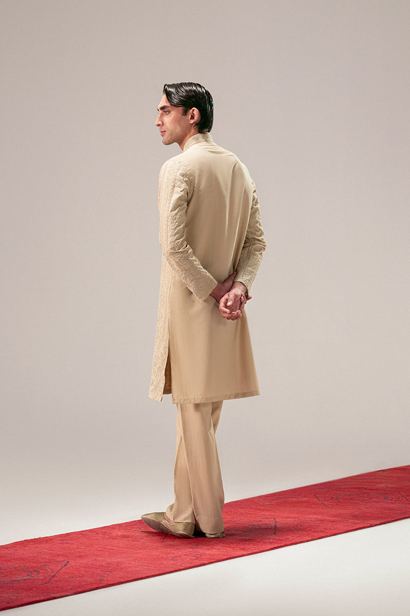 Gold Embroidered Silk-Blend Sherwani Kurta Set (2-Piece) - Image 8