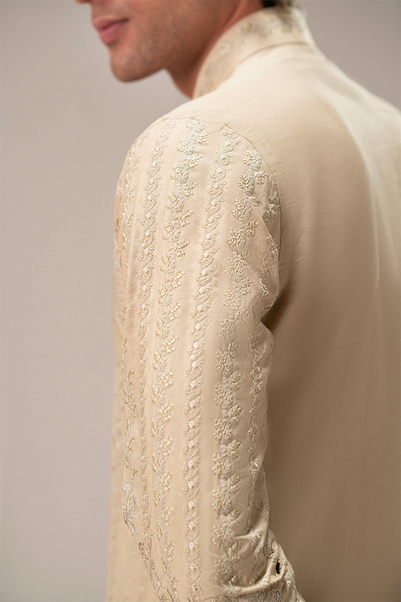 Gold Embroidered Silk-Blend Sherwani Kurta Set (2-Piece) - Image 9