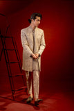 Light Copper Embroidered Silk Achkan Sherwani (3-Piece) - Image 2